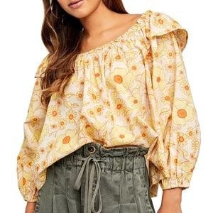 Free People Miss Daisy Cotton Printed Top